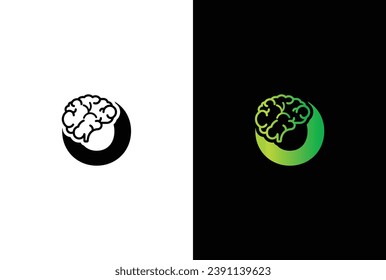 Initial letter O brain logo and icon vector illustration template design. Letter O Brain Idea Logo.