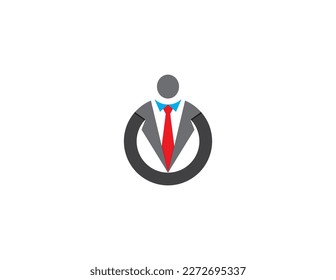 initial letter O Businessman Logo Concept sign icon symbol Element Design. People, Human, Boss, Marketing, Business, Suit, Tie, Finance, Corporate Logotype. Vector illustration template