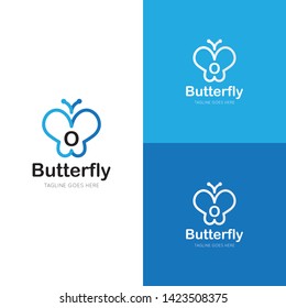 initial letter o butterfly logo and icon vector illustration design template