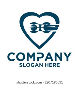 Initial letter o c in love shape logo vector design
