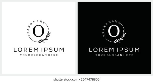 Letra inicial O cosméticos moda logotipo design, ícone gráfico fonte serif, deixa natureza símbolo conceito