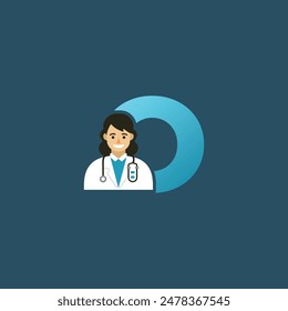 Initial Letter O Doctor icon Logo Design Vector Graphic Emblem Illustration. 