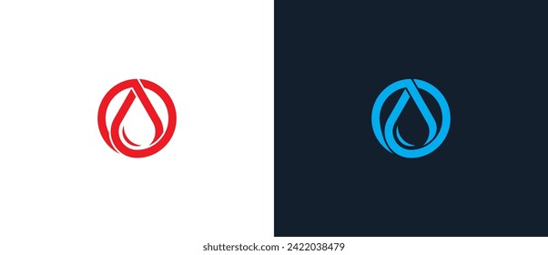 initial Letter O with Drop of Water or Blood Logo Concept symbol icon sign Design Element. Water, Droplet, Aqua Logotype. Vector illustration logo template