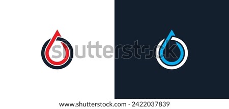 initial Letter O with Drop of Water or Blood Logo Concept icon sign symbol Design Element. Water, Droplet, Aqua Logotype. Vector illustration logo template