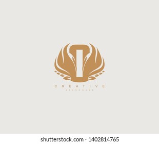 Initial Letter O Elegant Flaming Wings Emblem Monogram