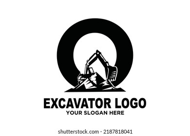 initial Letter O excavator  logo