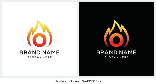 Initial letter O fire flame logo design vector template 