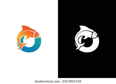 Initial Letter O Fish Logo Design Vector Icon Graphic Emblem Illustration. Word mark logo icon formed fish symbol in letter O in White background.