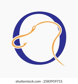 Initial Letter O Fishing Hook Logo Design Concept For Fishing Logo Company