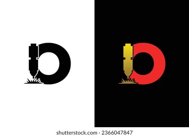 Initial Letter O Flat Laser Cutting Logo. Letter O and Laser Engraving Vector Logo Design Template.