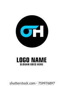 Initial letter O & H logo template vector