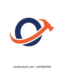 letra inicial del logotipo de martillo swoosh