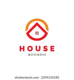 Plantilla de diseño de logotipo de icono de la casa o del círculo de la carta inicial