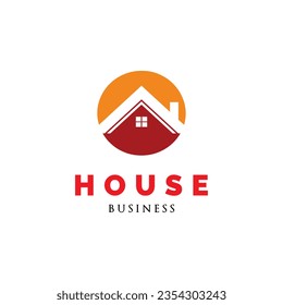 Plantilla de diseño de logotipo de icono de la casa o del círculo de la carta inicial