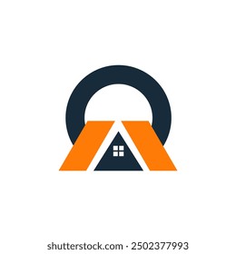 Letra inicial O Casa o círculo Icono de la casa Plantilla de diseño de logotipo