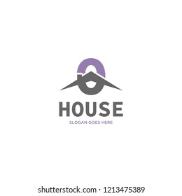 Initial Letter O House Real Estate Logo Design 