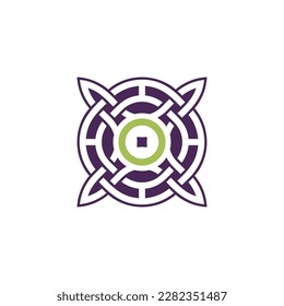 Initial letter O intersection pattern frame Celtic knot logo