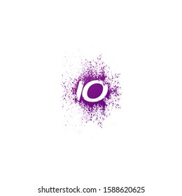 Initial  Letter I and O, IO Logo Icon Abstract  Ink Spaltter. Purple  splash  with hidden letter logo icon vector design concept