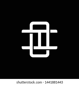 Initial letter I and O, IO, OI, overlapping interlock monogram logo, white color on black background