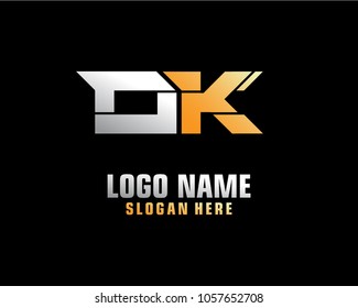 Initial letter O K logo template vector