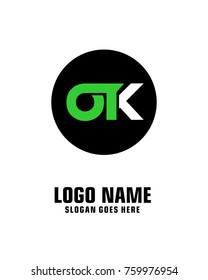 Initial letter O & K logo template vector