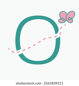 Initial letter O kids logo concept with butterfly symbol vector template. Kid logotype