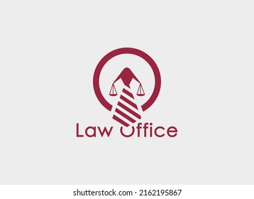 Initial Letter O Law Logo. Geometric shape Tie and Balance Symbol Isolated on Grey Background. Usable for Attorney, Law Firm, Business and Branding Logos. Flat Vector Design Template Element