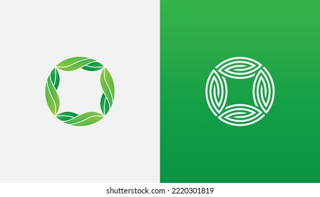 initial Letter O Leaf Circle Shape Logo Set Concept symbol icon sign Element Design. Cosmetics, Natural Products, Health Care, Ecology, Spa Logotype. Vector illustration template