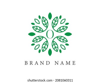 initial letter O Leaf Flower logo Vector illustrations. Vector Logo design for natural products, flower shop, cosmetics, Floral, Organic, ecology concepts, health, spa.