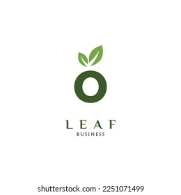 Initial Letter O Leaf Icon Logo Design Template