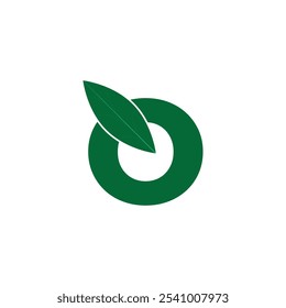 Initial Letter O Leaf Icon Logo Design Template