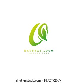 Initial letter O with leaf logo vector concept element, letter O logo with Organic leaf