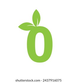 initial letter O with leaf logo vector concept element, letter O logo with Organic leaf