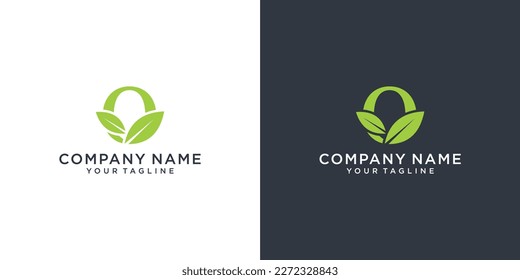 Initial Letter O with leaf luxury logo. Green leaf logo template vector design.