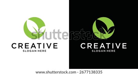 Initial Letter O with leaf luxury logo. Green leaf logo template vector design.