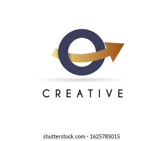 Initial Letter O Logo with arrow icon design