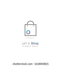 Initial Letter O Logo with Bag Shop, Design Vector Shop Logo Template