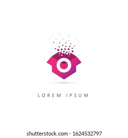 Initial Letter O Logo with Box element. Design Vector Box Logo Template