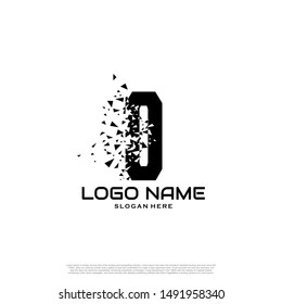 Initial Letter O Logo With broken shapes, splinters effects.
