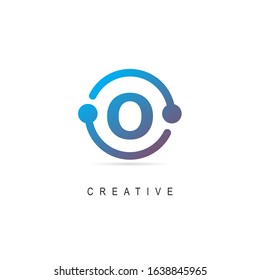 Initial Letter O Logo With Circle and dots, Creative Design Vector Connected Logo Template