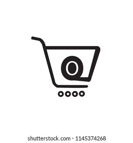 Initial letter O logo design on shopping cart icon