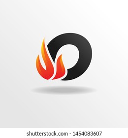 Initial Letter O Logo Design with Fire Element 