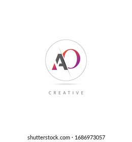 Initial Letter A O Logo Design with Creative Paper Cut. Vector Illustration Template.