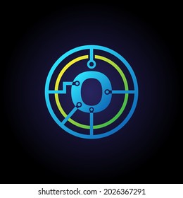 Initial letter O logo design template, Technology icon vector logo in circle