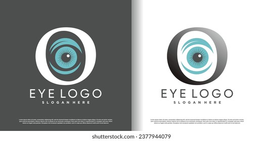 initial letter o logo design template with eye concept premium vector