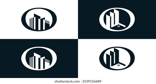 Carta inicial o modelo de coleção de design de logotipo com ícone de casa e conceito criativo Premium Vetor