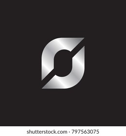 Initial letter O logo design silver color