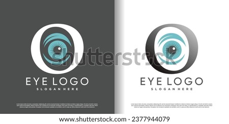 initial letter o logo design template with eye concept premium vector