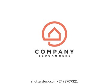 Initial Letter O logo with House Icon for Real Estate Property Logo Design