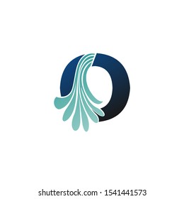 Initial Letter O logo icon abstract nature vector design concept  water wave drop with blue color with letter O for business or brand identity.